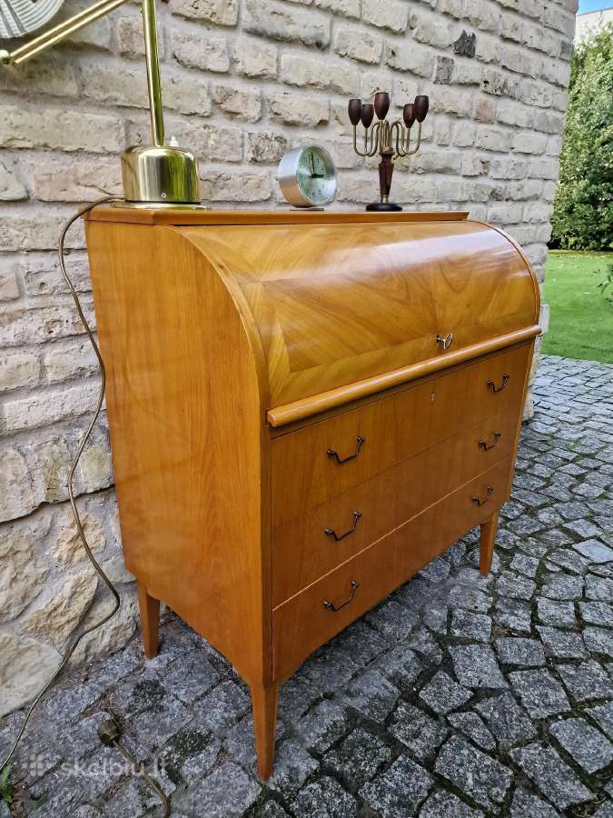 Vintažinis mid century tikmedžio sekreteras - nuotraukos Nr. 13
