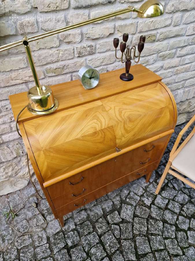 Vintažinis mid century tikmedžio sekreteras - nuotraukos Nr. 14