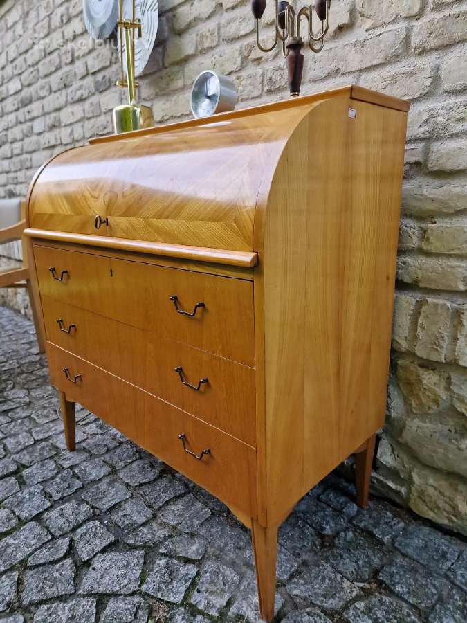 Vintažinis mid century tikmedžio sekreteras - nuotraukos Nr. 15