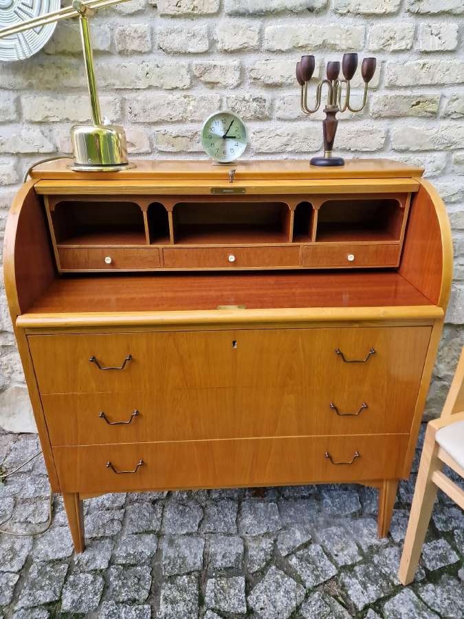 Vintažinis mid century tikmedžio sekreteras - nuotraukos Nr. 17