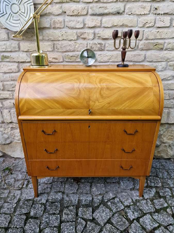 Vintažinis mid century tikmedžio sekreteras - nuotraukos Nr. 18