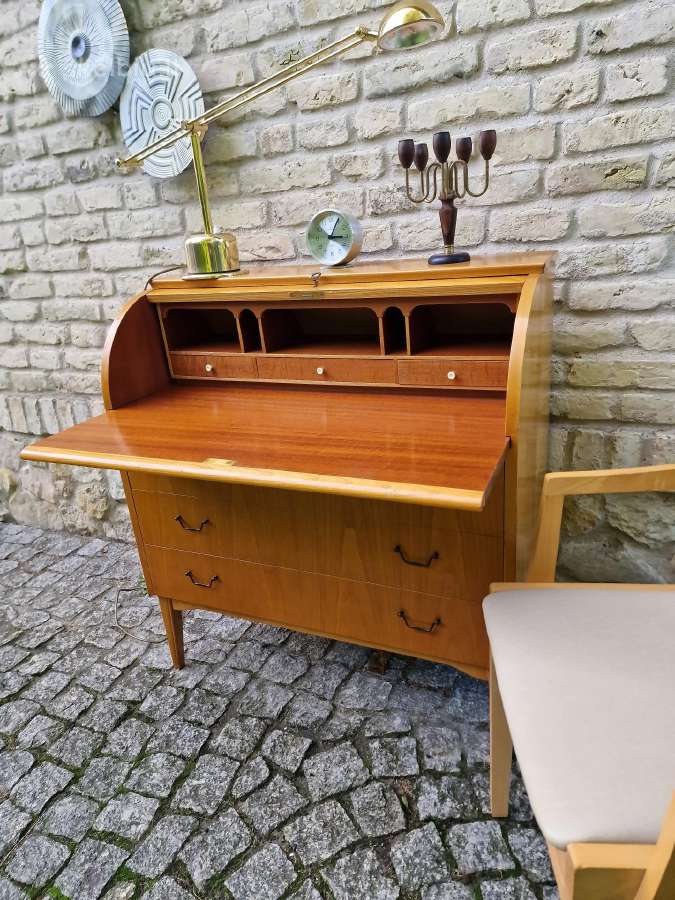 Vintažinis mid century tikmedžio sekreteras - nuotraukos Nr. 21