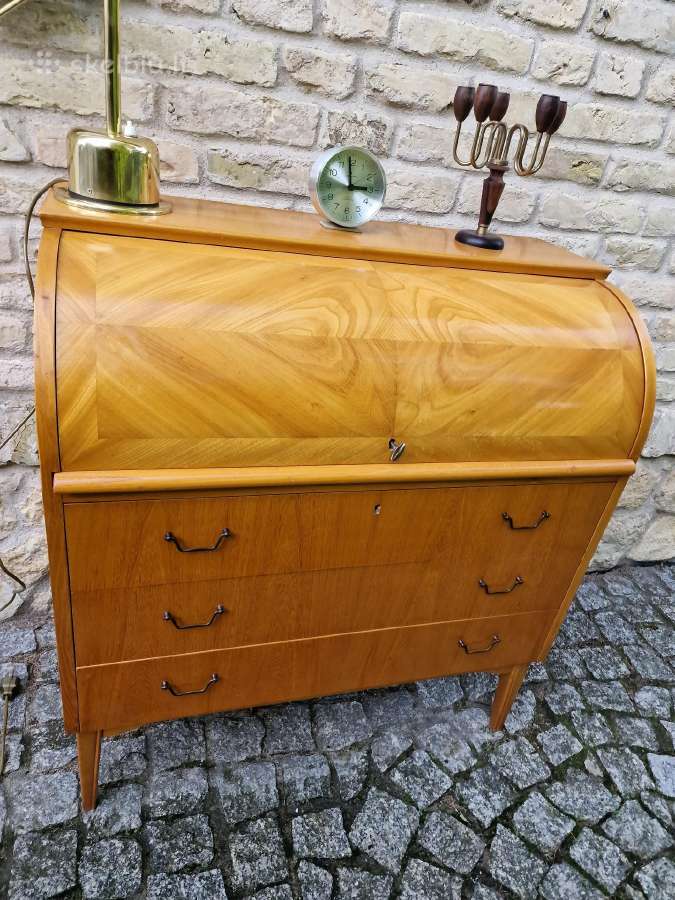 Vintažinis mid century tikmedžio sekreteras - nuotraukos Nr. 22