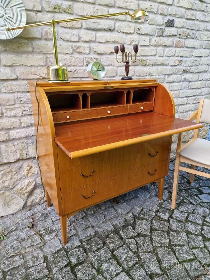 Vintažinis mid century tikmedžio sekreteras - nuotraukos Nr. 23