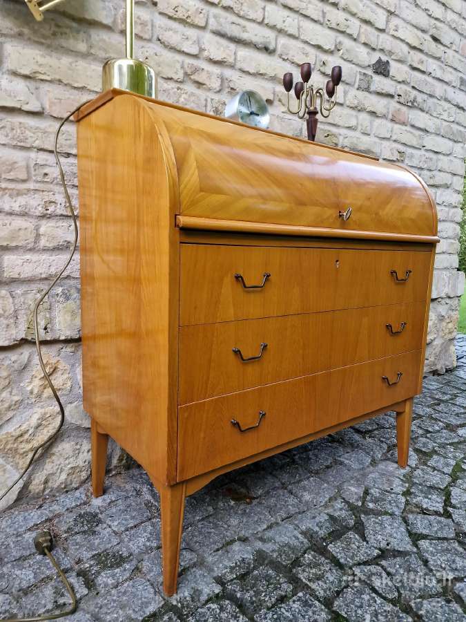 Vintažinis mid century tikmedžio sekreteras - nuotraukos Nr. 24