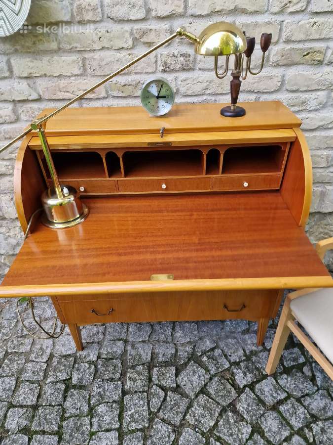 Vintažinis mid century tikmedžio sekreteras - nuotraukos Nr. 25