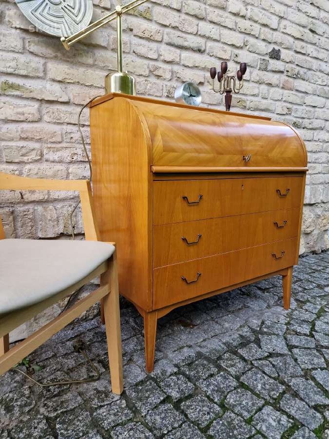 Vintažinis mid century tikmedžio sekreteras - nuotraukos Nr. 26