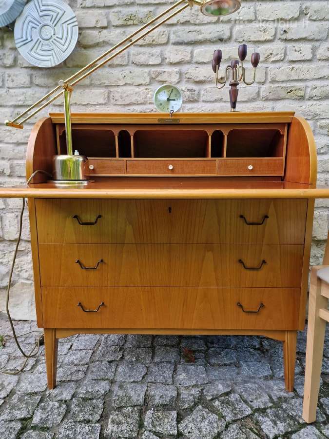 Vintažinis mid century tikmedžio sekreteras - nuotraukos Nr. 27