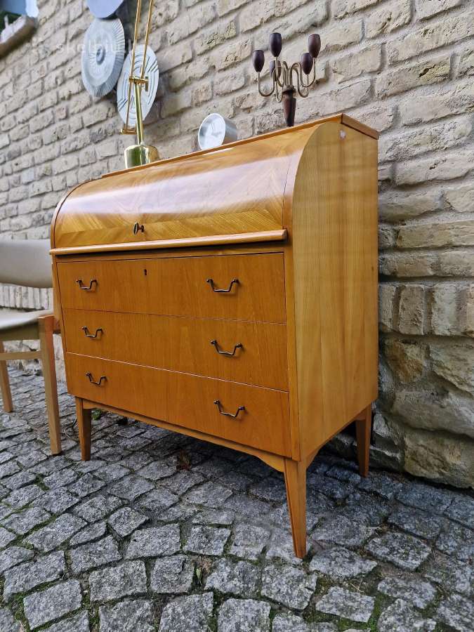 Vintažinis mid century tikmedžio sekreteras - nuotraukos Nr. 28
