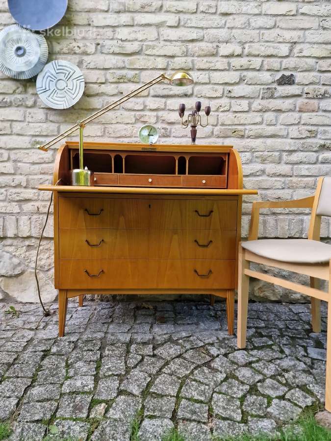Vintažinis mid century tikmedžio sekreteras - nuotraukos Nr. 29