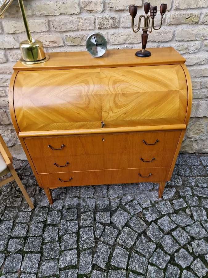 Vintažinis mid century tikmedžio sekreteras - nuotraukos Nr. 30