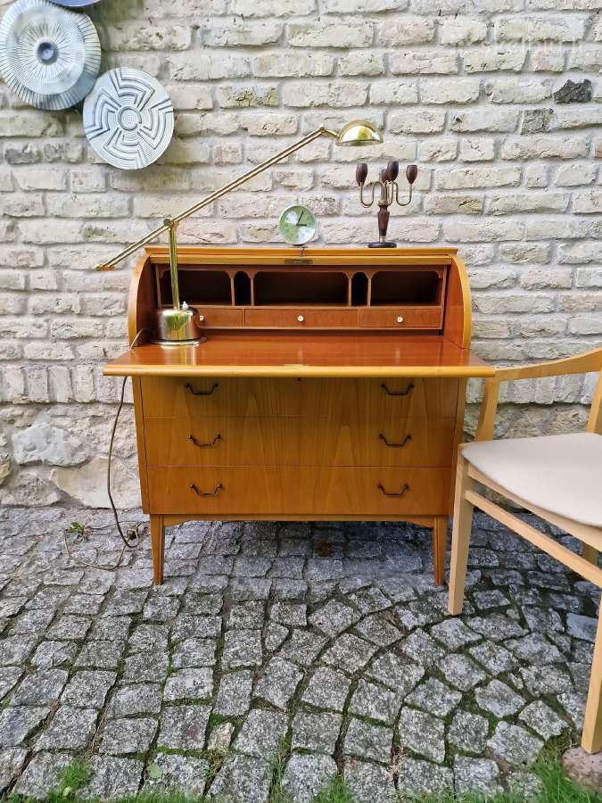Vintažinis mid century tikmedžio sekreteras - nuotraukos Nr. 31