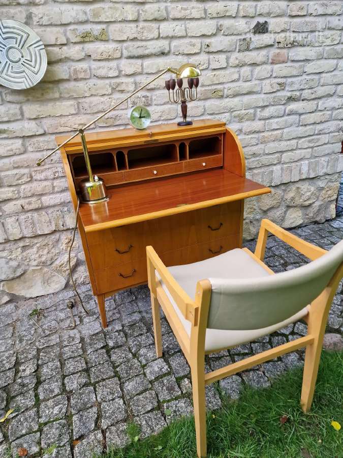Vintažinis mid century tikmedžio sekreteras - nuotraukos Nr. 33