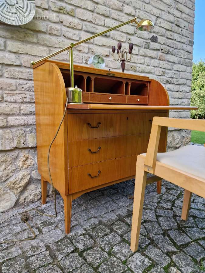 Vintažinis mid century tikmedžio sekreteras - nuotraukos Nr. 34