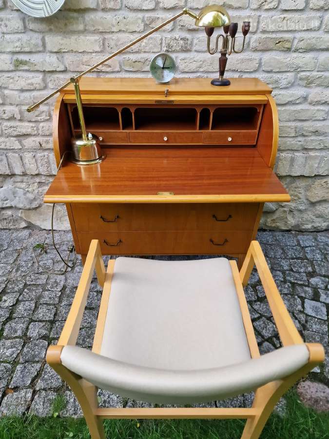 Vintažinis mid century tikmedžio sekreteras - nuotraukos Nr. 36