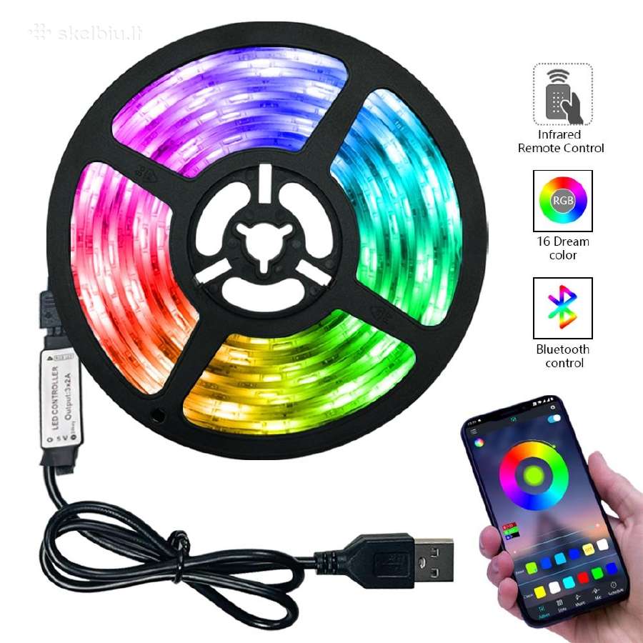 Įvairios!LED Rgb hermetiška juosta, 5 metrai su bt - nuotraukos Nr. 2
