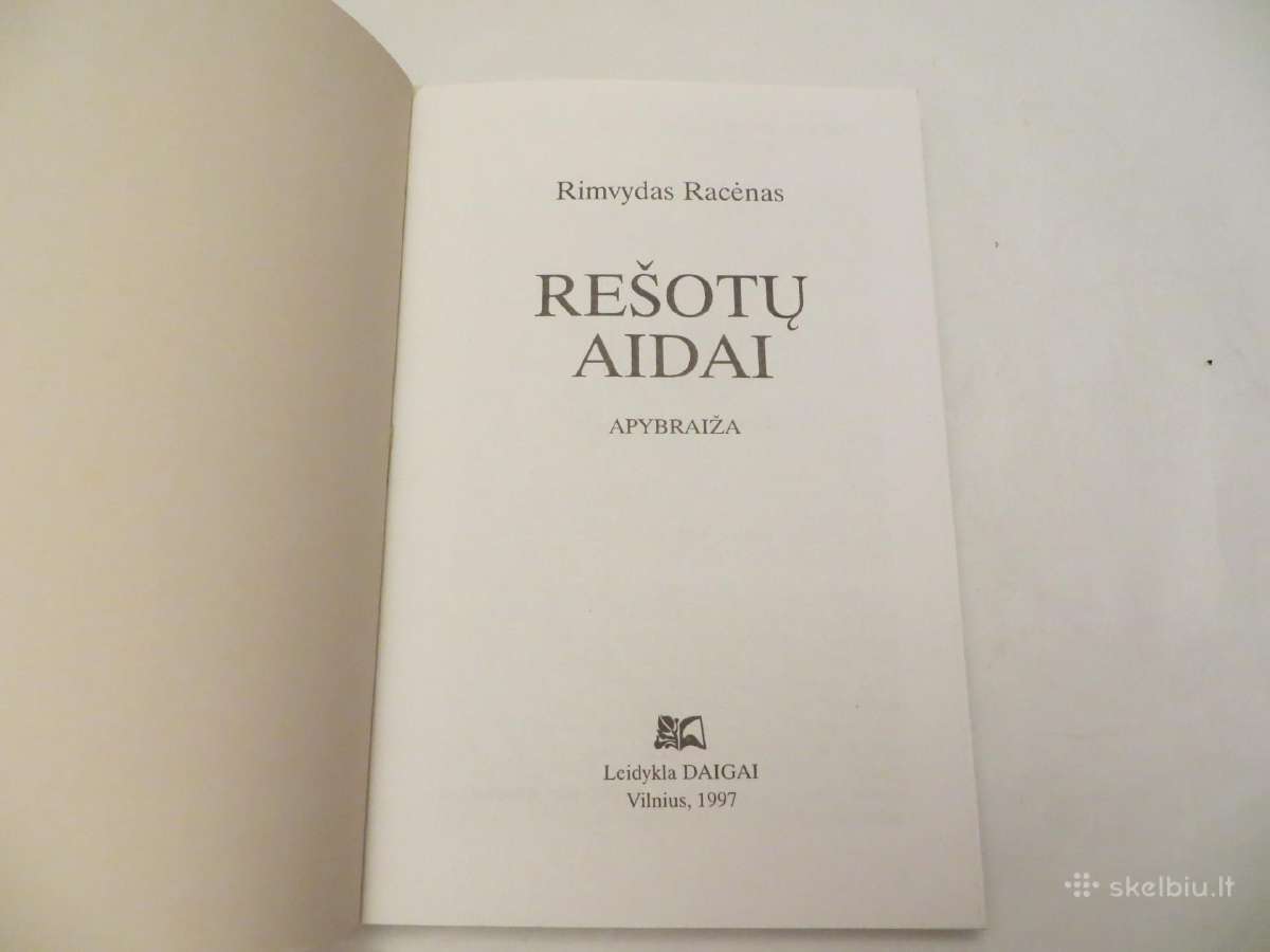 Knyga Rešotų Aidai Rimvydas Racėnas 1997 - nuotraukos Nr. 3