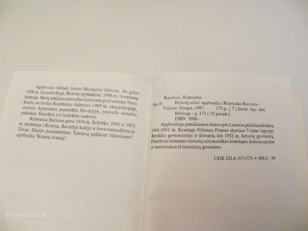 Knyga Rešotų Aidai Rimvydas Racėnas 1997 - nuotraukos Nr. 18