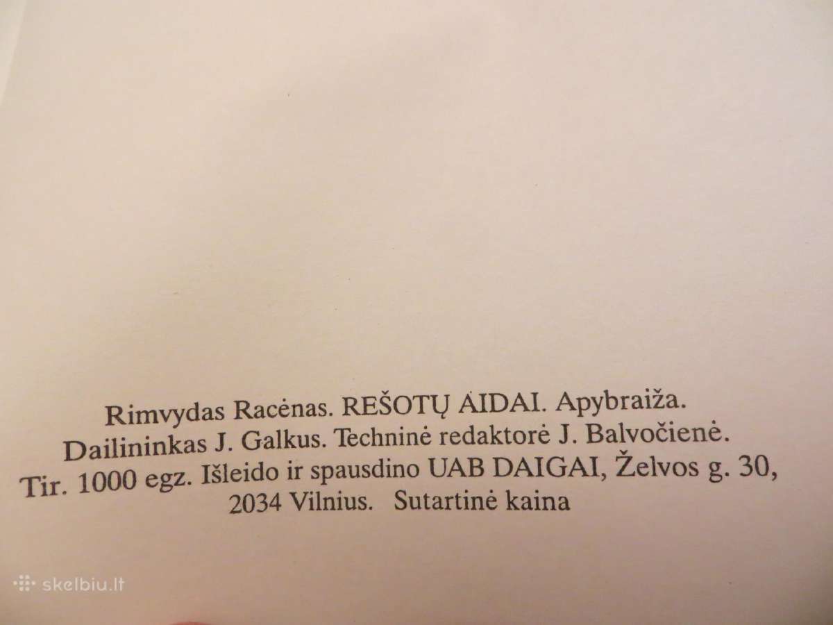 Knyga Rešotų Aidai Rimvydas Racėnas 1997 - nuotraukos Nr. 19