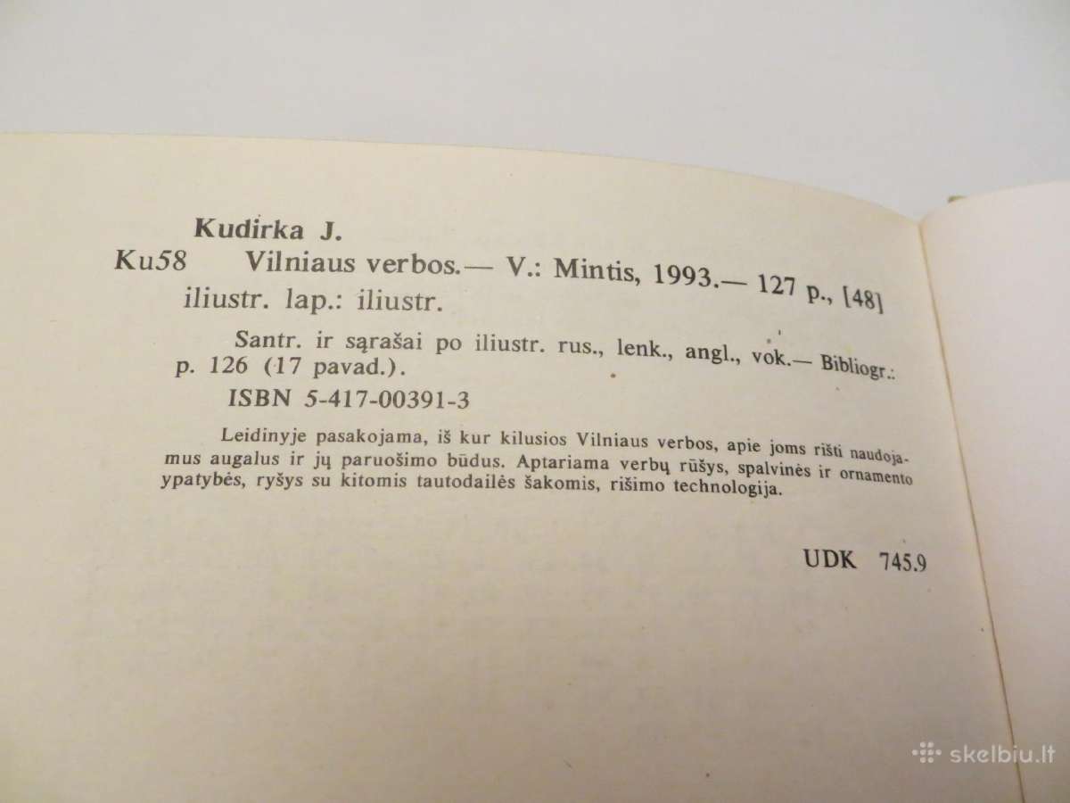 Knyga Vilniaus verbos Juozas Kudirka 1993 - nuotraukos Nr. 19