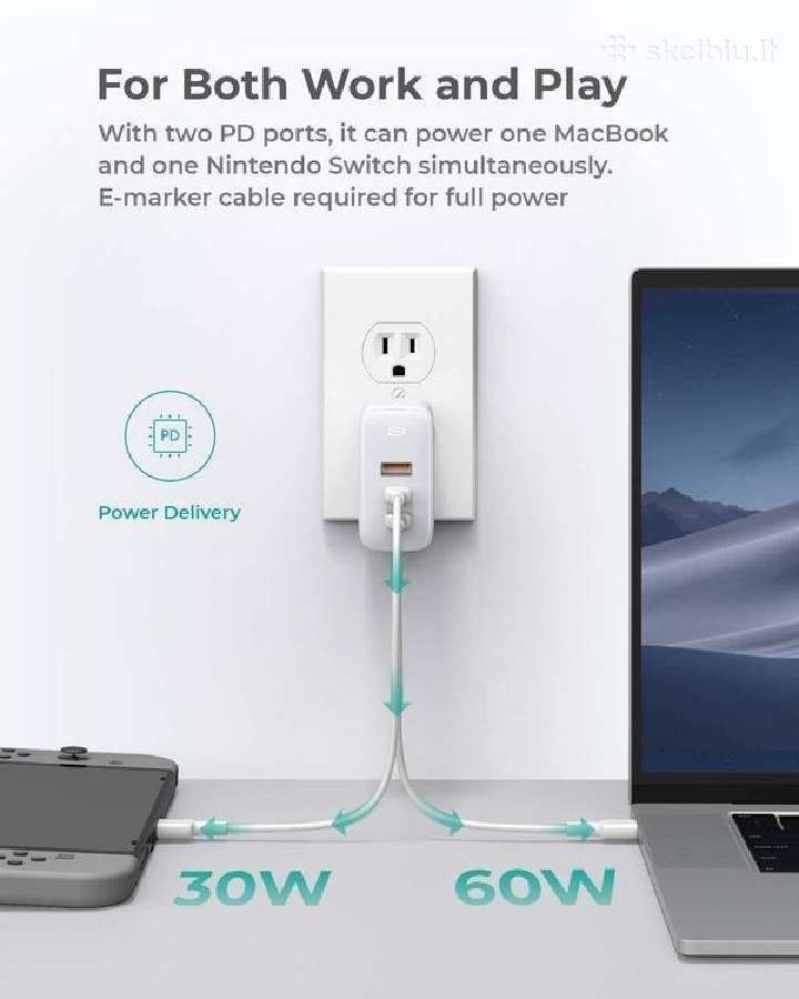 Kroviklis Aukey Pa-b6s (2xusb C + 1xusb A) 90w