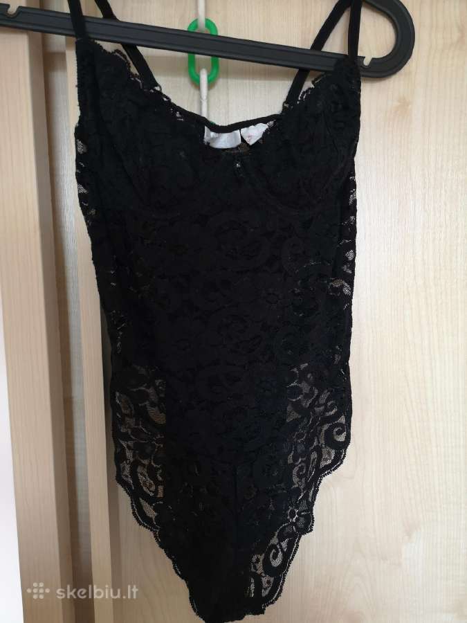 La Senza juodas nėriniuotas bodis