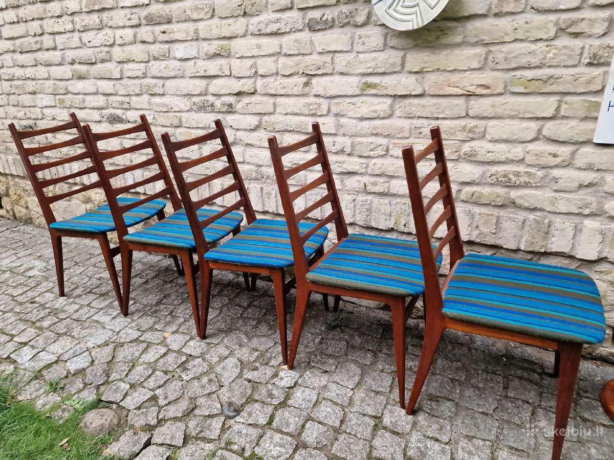 Vintažinės mid century tikmedžio kėdės - nuotraukos Nr. 2