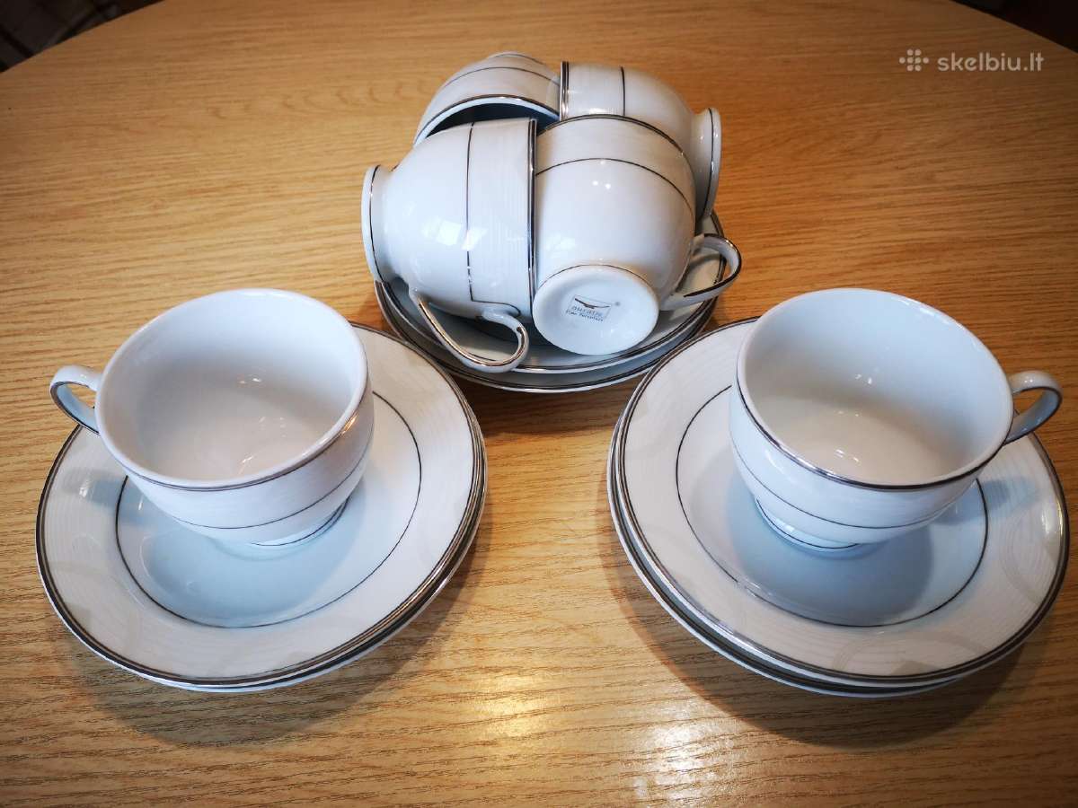 Porceleniniai puodeliai su lėkštutėm - nuotraukos Nr. 2