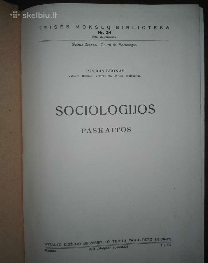 Sociologijos Paskaitos Leonas P. 1939 m. - nuotraukos Nr. 2