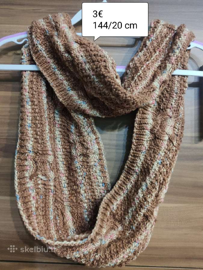 Apvalus megztas rudas šalikas 144/20 cm