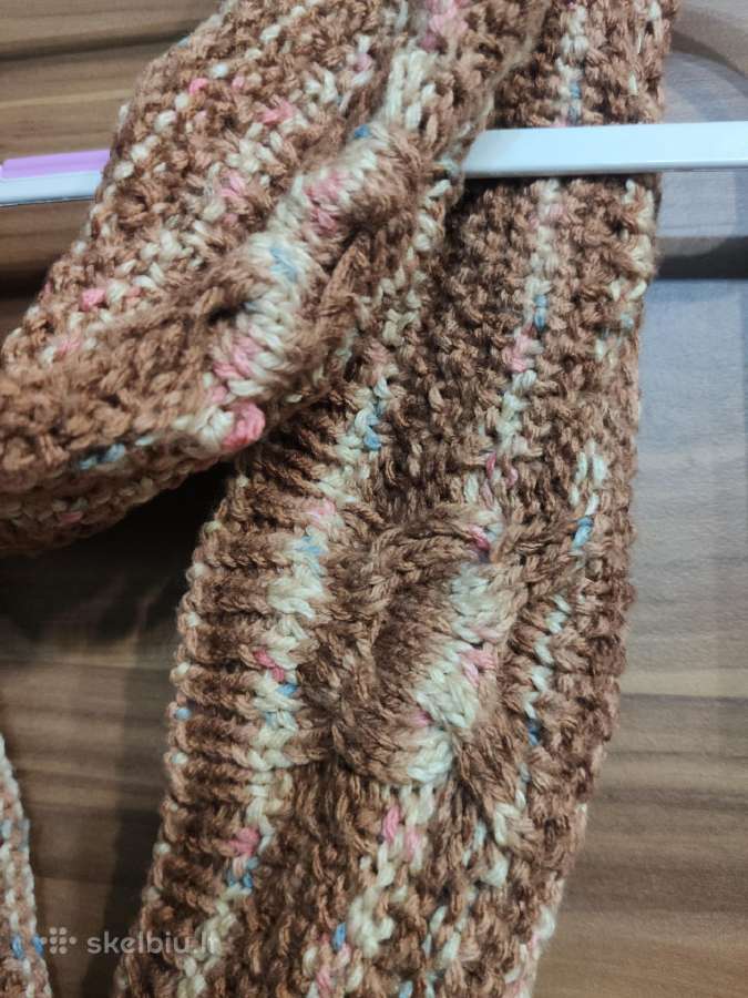 Apvalus megztas rudas šalikas 144/20 cm - nuotraukos Nr. 2