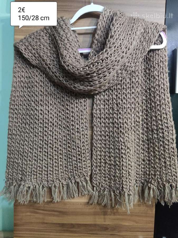 Švieiai rudas šiltas šalikas 150/28 cm