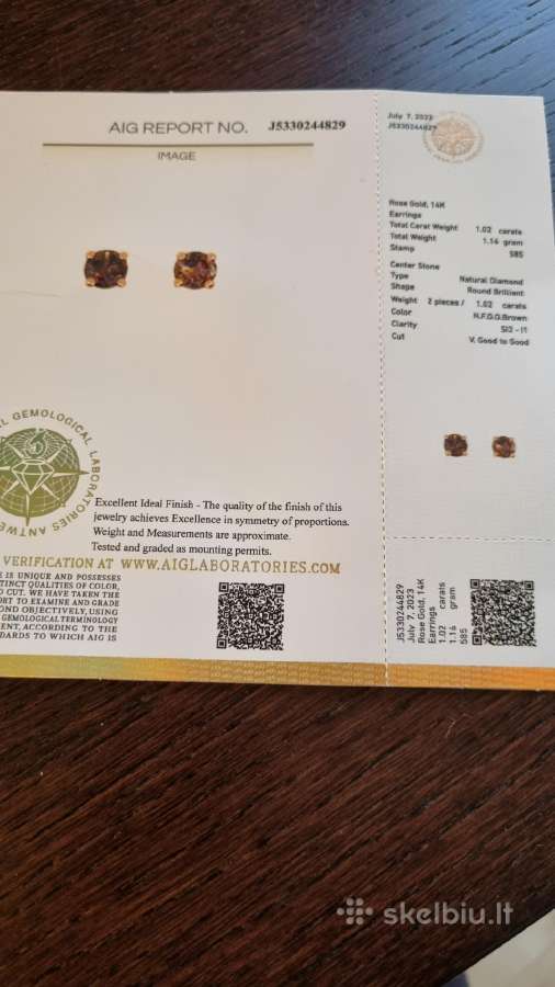 Auksiniai 1,02ct auskarai su briliantais. - nuotraukos Nr. 8