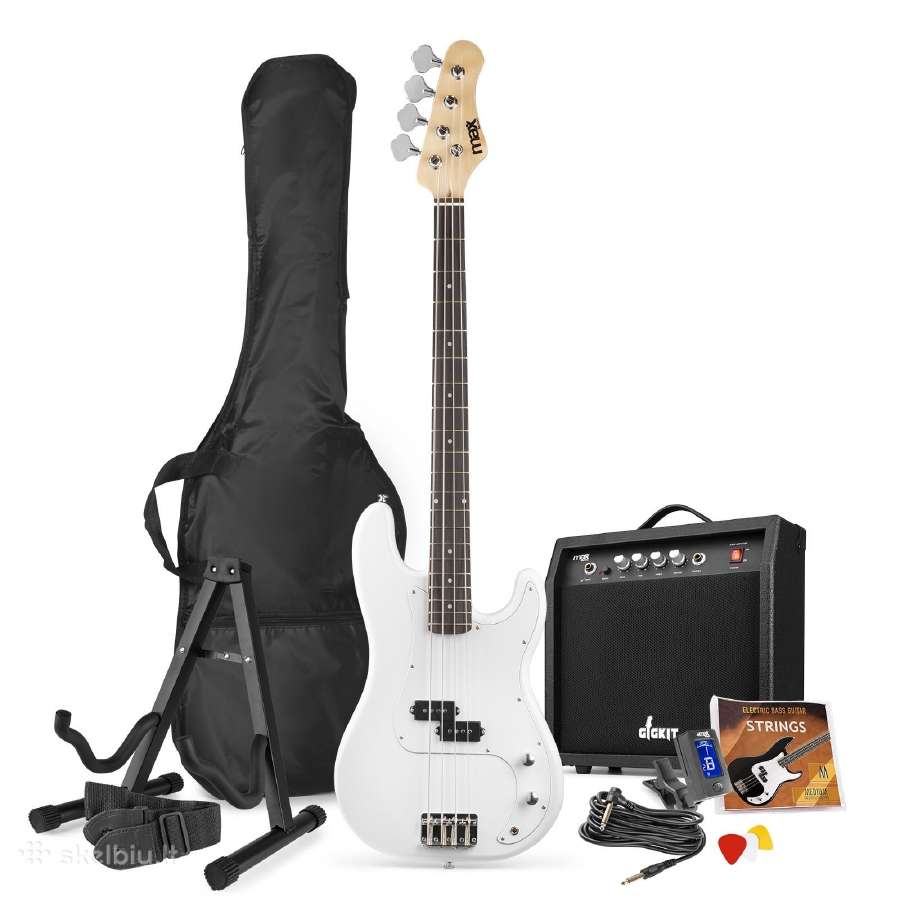 Max Gigkit bosinės gitaros rinkinys balta