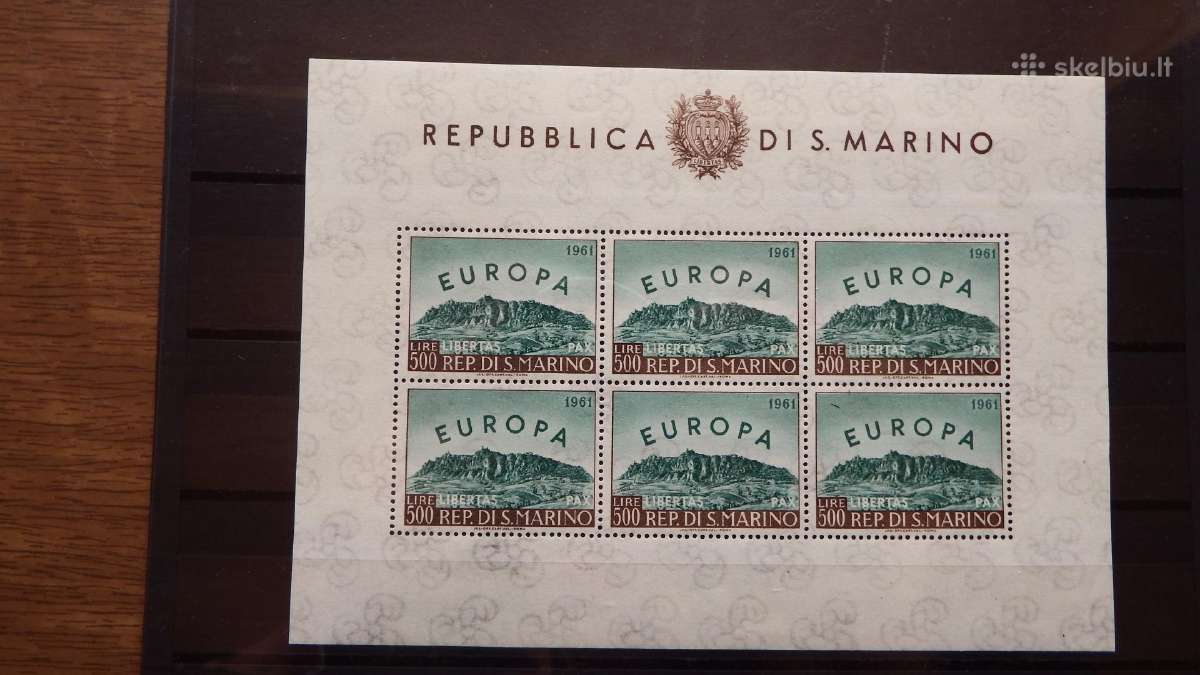 Europa Cept 1961m. San Marino blokas 500 Lirų
