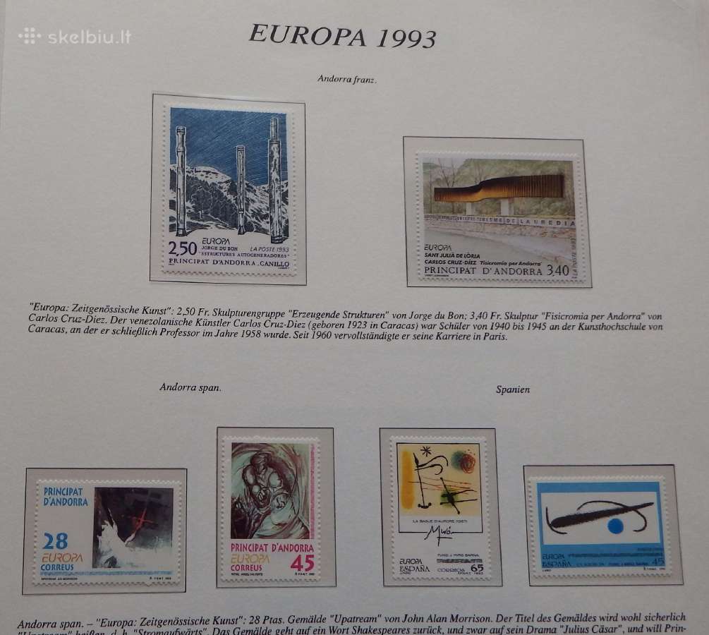 Europa Cept serija 1993-1995 m. su aprašų lapais - nuotraukos Nr. 8