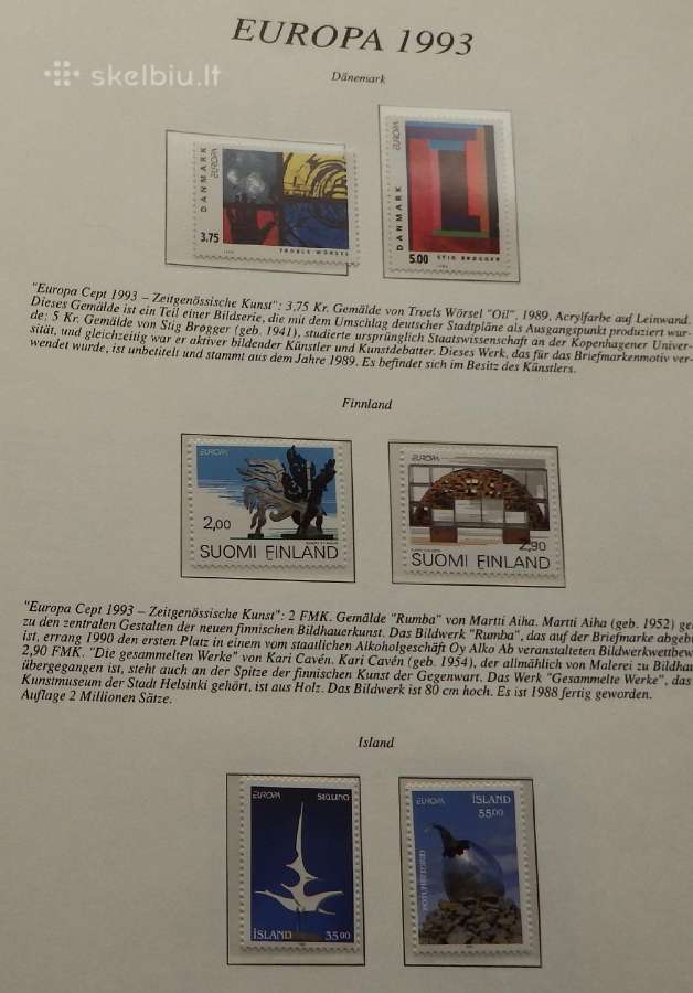 Europa Cept serija 1993-1995 m. su aprašų lapais - nuotraukos Nr. 12
