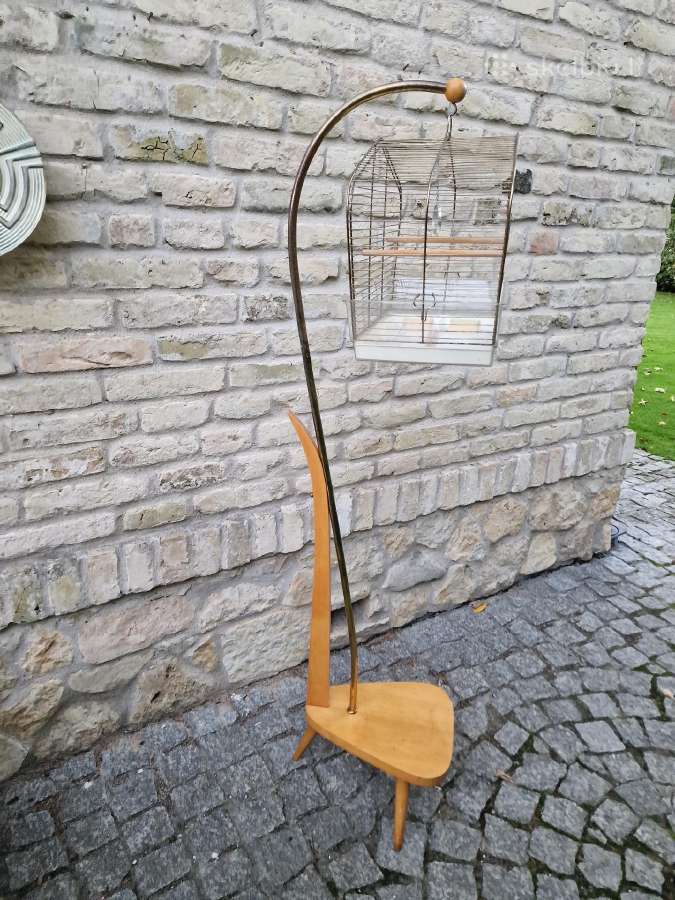 Vintažinis mid century paukščių narvelis su stovu - nuotraukos Nr. 16