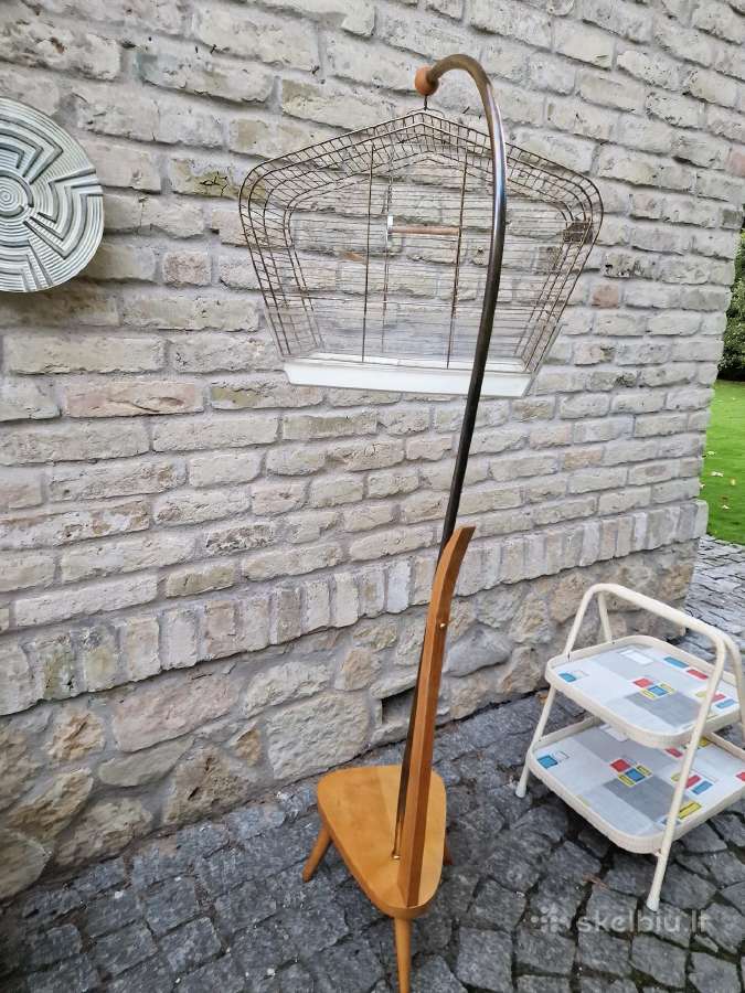 Vintažinis mid century paukščių narvelis su stovu - nuotraukos Nr. 17