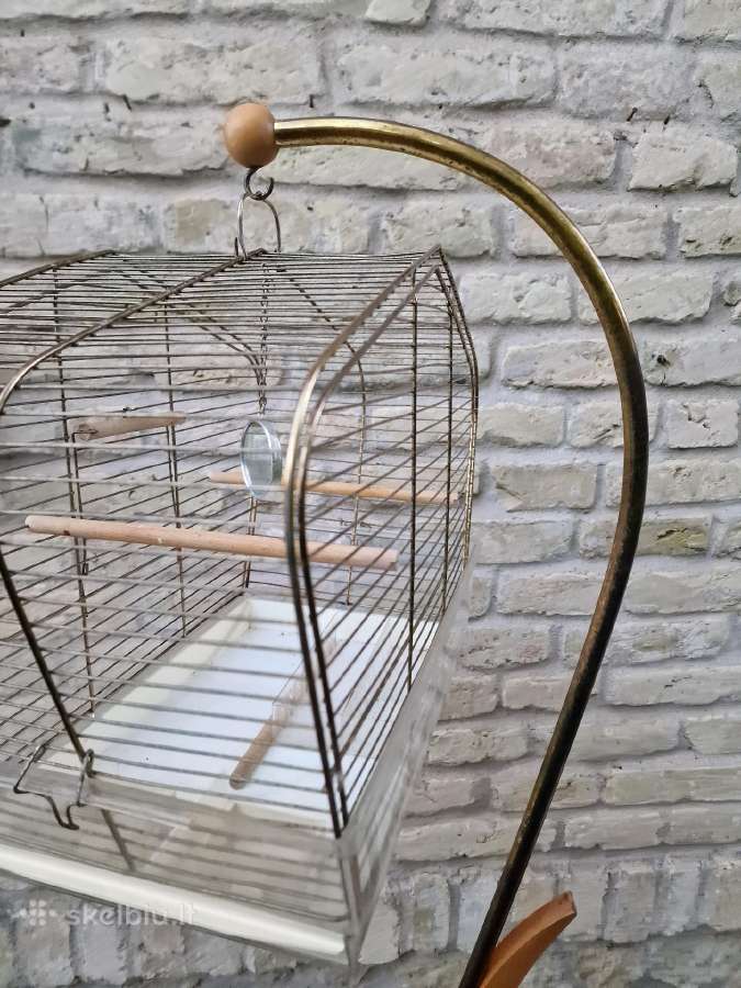 Vintažinis mid century paukščių narvelis su stovu - nuotraukos Nr. 23