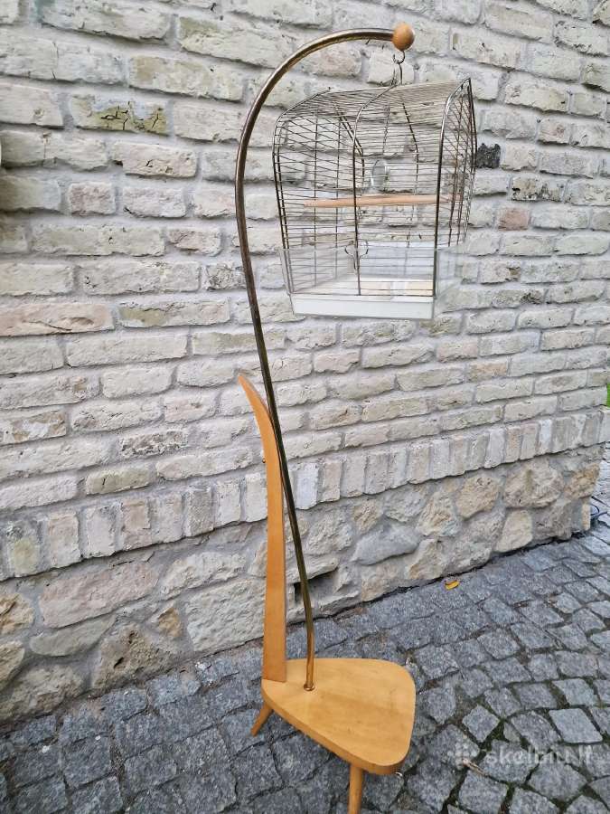 Vintažinis mid century paukščių narvelis su stovu - nuotraukos Nr. 24