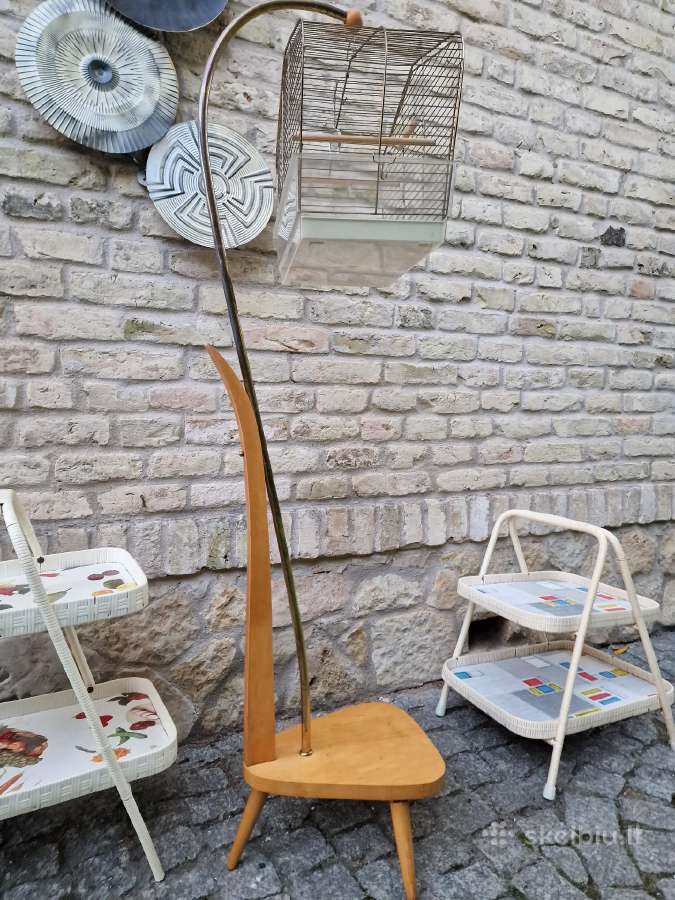 Vintažinis mid century paukščių narvelis su stovu - nuotraukos Nr. 25