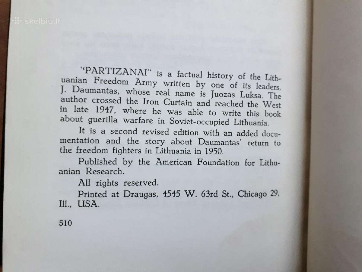 Juozas Lukša Daumantas "Partizanai" 1962 metai JAV - nuotraukos Nr. 16