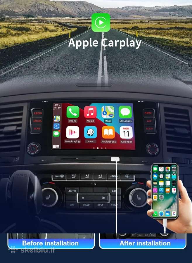 Volkswagen Toureg Multivan T5 magnetola su carplay - nuotraukos Nr. 16