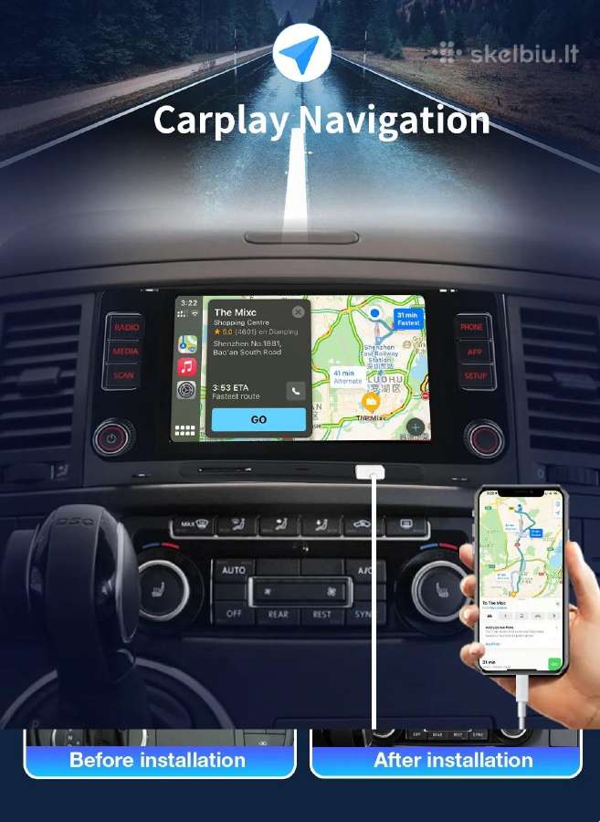 Volkswagen Toureg Multivan T5 magnetola su carplay - nuotraukos Nr. 17
