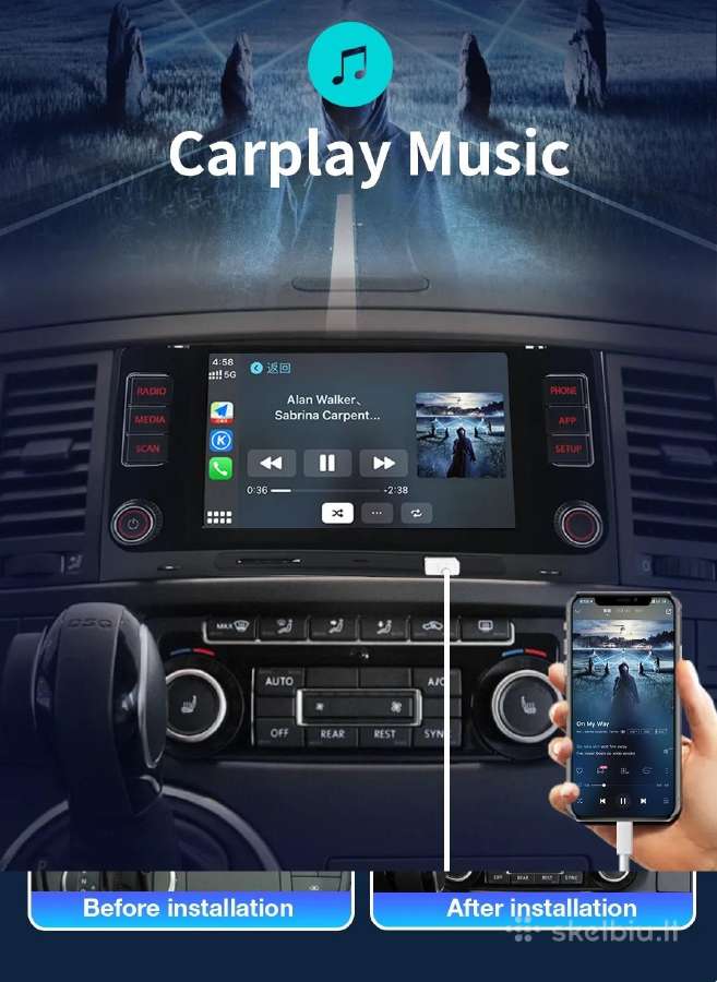 Volkswagen Toureg Multivan T5 magnetola su carplay - nuotraukos Nr. 18