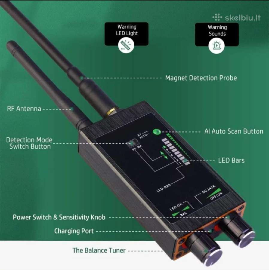 Gsm, GPS, WiFi, 4G, 5G dažnių Detektorius M-8000 - nuotraukos Nr. 3