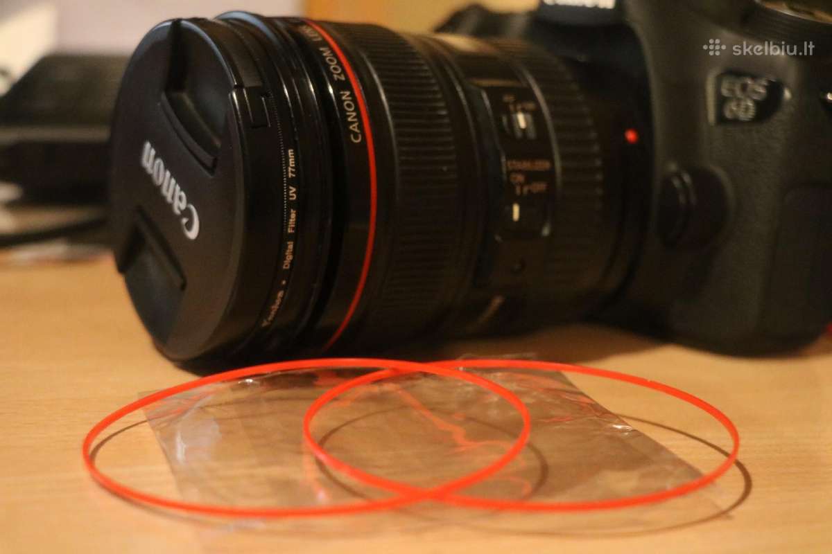 Canon L klasės objektyvu raudoni "žiedai".