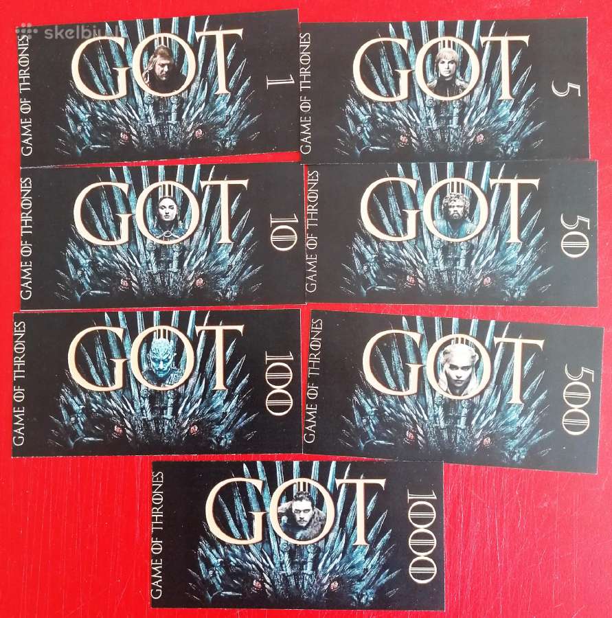 Suvenyriniai banknotai "Games of Thrones"