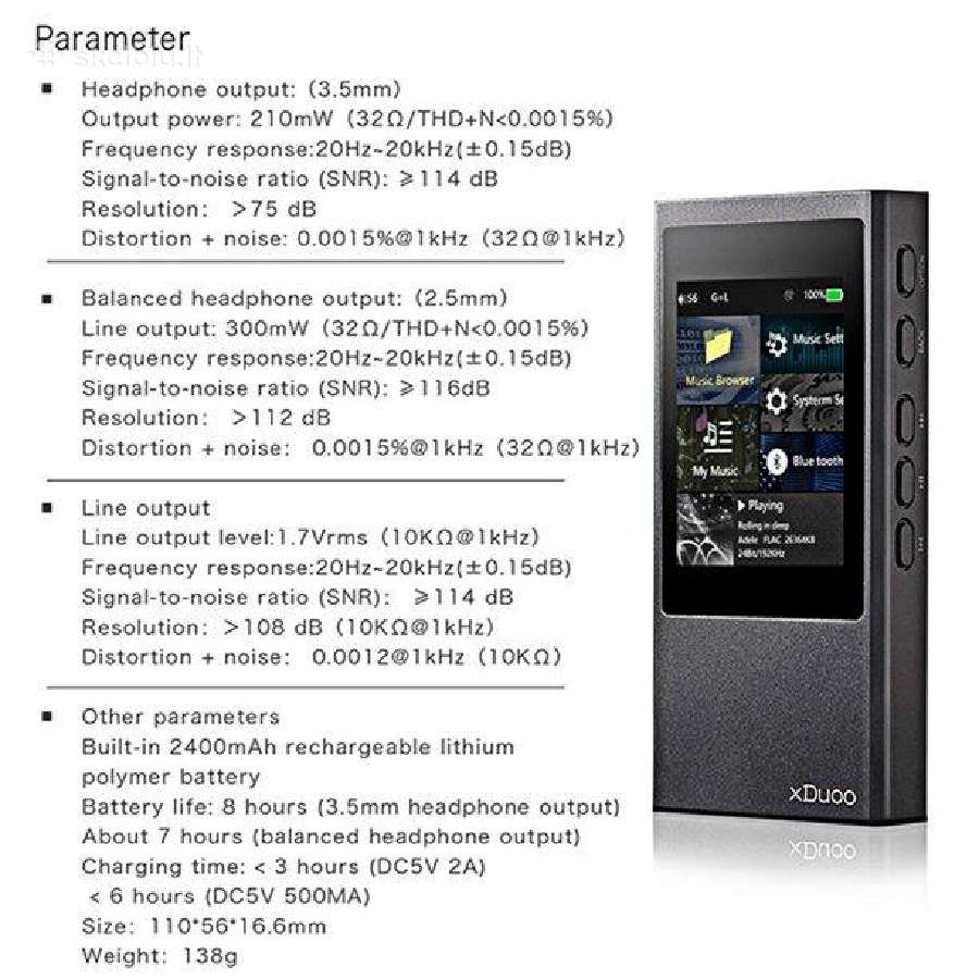 Hi-res grotuvas Xduoo X20 su ausinėmis Smabat - nuotraukos Nr. 14